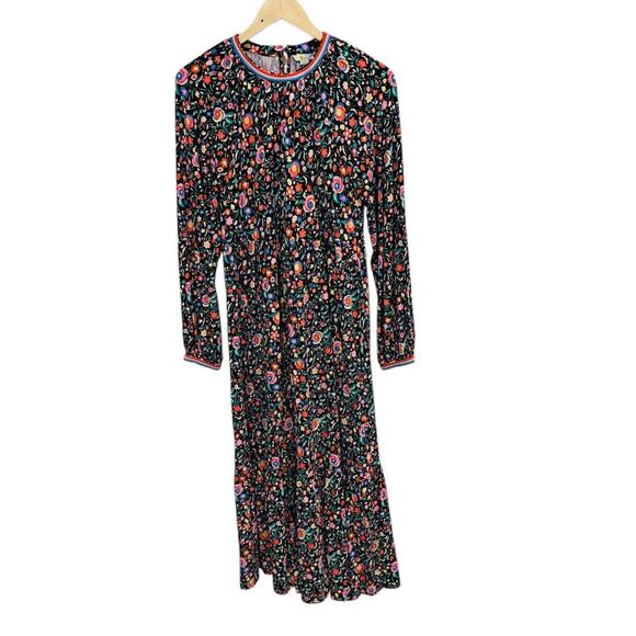 Boden Floral Jersey Maxi Dress Long Sleeve Embroidered Neck Line 6R NWT - Picture 10 of 10